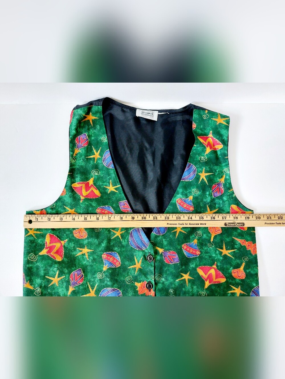 90s Vintage Christmas Ornament Vest Whimsy Granny Cottagecore Holiday Teacher - Picture 6 of 7
